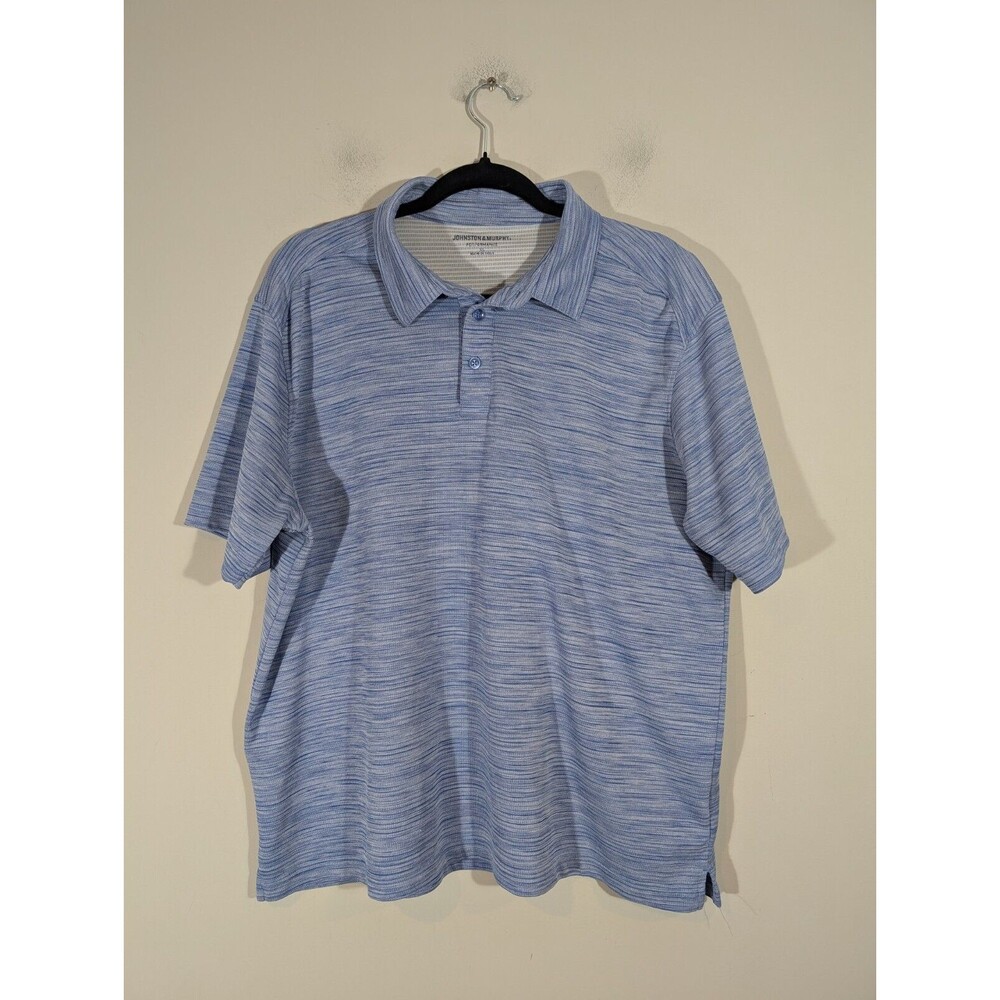 Johnston & Murphy Top Men Sz XL Blue Short Sleeve Performance Polo Shirt‎
